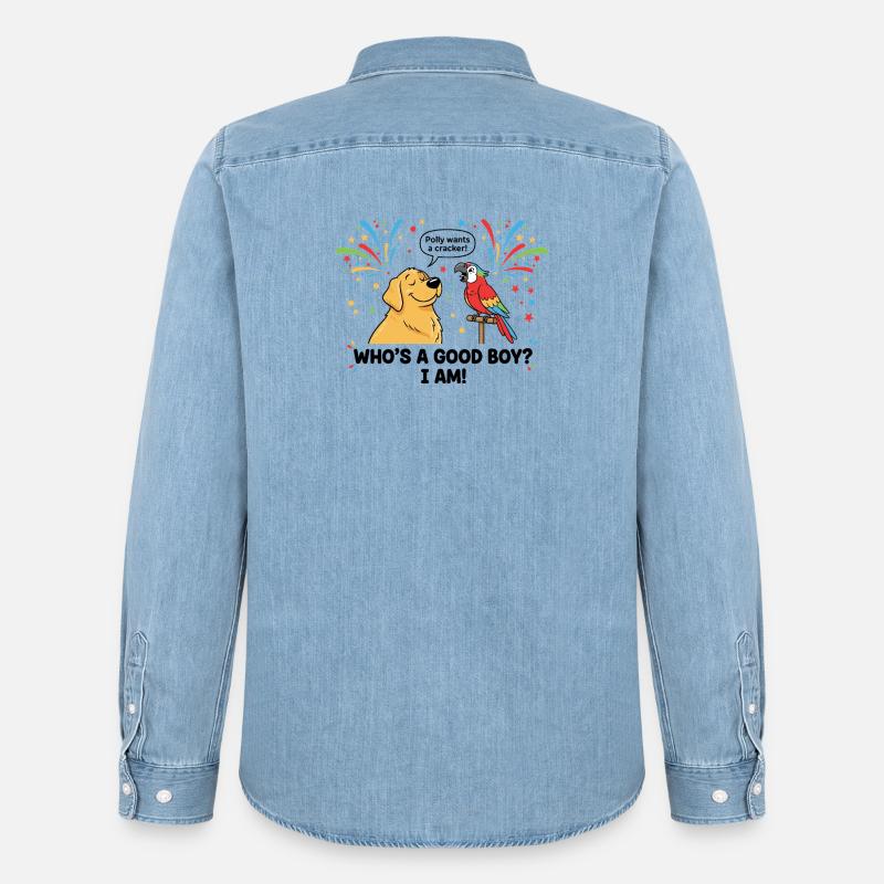Wer ist ein braver Junge ? - Männer Jeanshemd Organic von Stanley/Stella - verwaschenes Hellblau