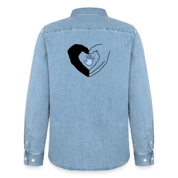 familie haende herz liebe schutz vektor - Männer Jeanshemd Organic von Stanley/Stella - verwaschenes Hellblau - Hinten - AI Model Male 185 light (185cm)