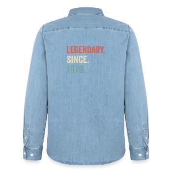 Legendär seit 1970 - Männer Jeanshemd Organic von Stanley/Stella - verwaschenes Hellblau - Hinten - AI Model Male 185 light (185cm)