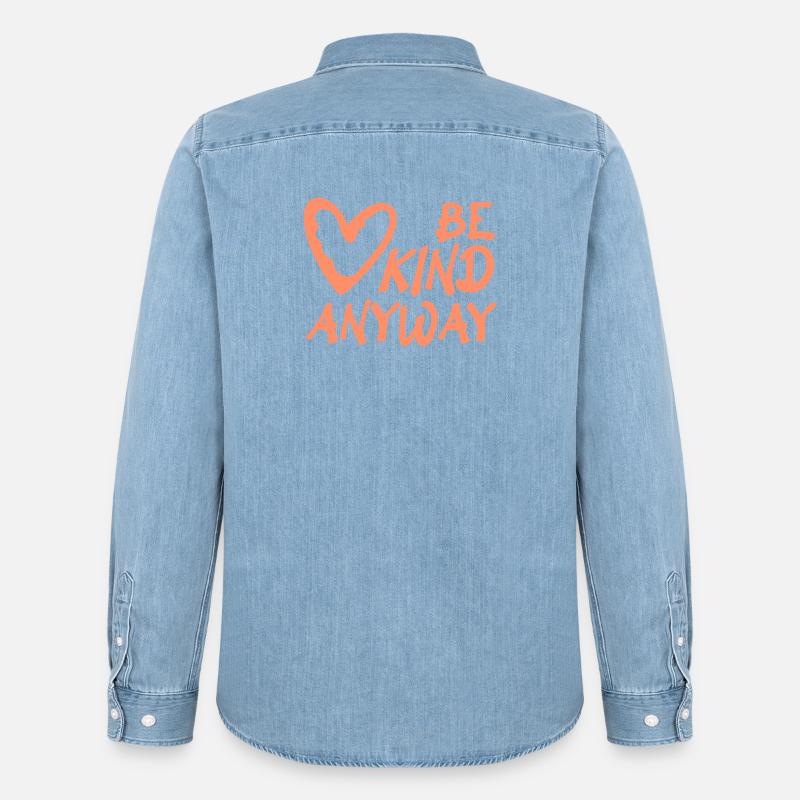 Be Kind Anyway Freundlichkeit Statement Spruch - Männer Jeanshemd Organic von Stanley/Stella - verwaschenes Hellblau