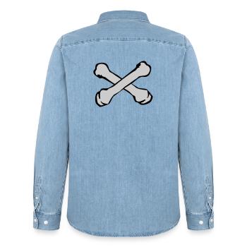 Crossing Bones Silhouette - Men’s Organic Denim Shirt by Stanley/Stella - light wash - Back - AI Model Male 185 light (185cm)