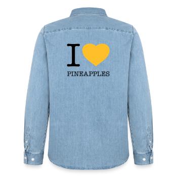 I LOVE PINEAPPLES Ananas - Männer Jeanshemd Organic von Stanley/Stella - verwaschenes Hellblau - Hinten - AI Model Male 185 light (185cm)