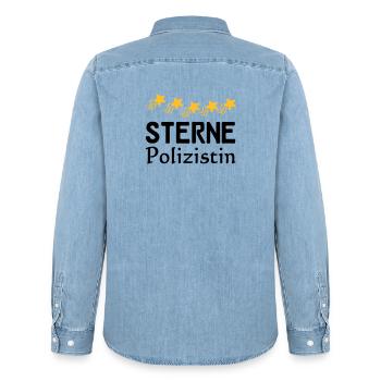 Sterne Polizistin Geschenk - Männer Jeanshemd Organic von Stanley/Stella - verwaschenes Hellblau - Hinten - AI Model Male 185 light (185cm)