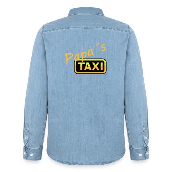 Humorvolles Papas Taxi Schild - Männer Jeanshemd Organic von Stanley/Stella - verwaschenes Hellblau - Hinten - AI Model Male 185 light (185cm)