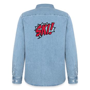 Ski - Männer Jeanshemd Organic von Stanley/Stella - verwaschenes Hellblau - Hinten - AI Model Male 185 light (185cm)