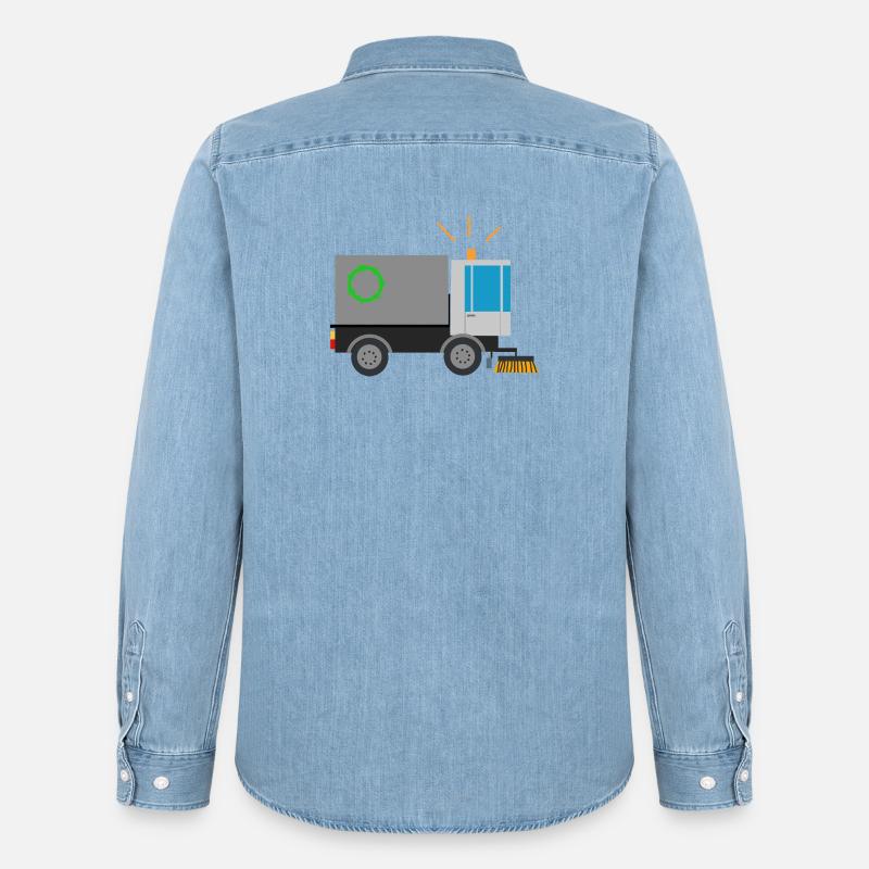 Kehrmaschine Straßenfeger Kinder Berufe Säuberung - Männer Jeanshemd Organic von Stanley/Stella - verwaschenes Hellblau