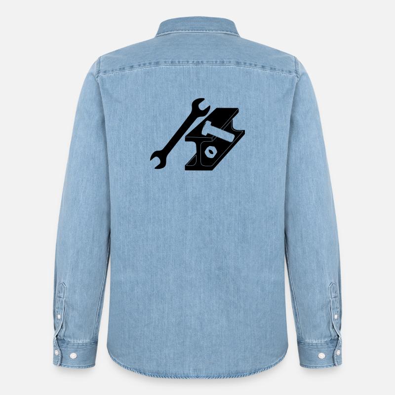 Stahlträger mit Schraube und Mutter - Männer Jeanshemd Organic von Stanley/Stella - verwaschenes Hellblau