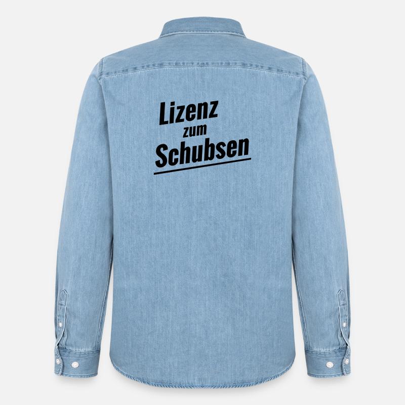 Lizenz zum Schubsen - Männer Jeanshemd Organic von Stanley/Stella - verwaschenes Hellblau