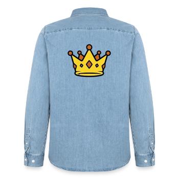 Golden King Crown Jewels Vector - Men’s Organic Denim Shirt by Stanley/Stella - light wash - Back - AI Model Male 185 light (185cm)
