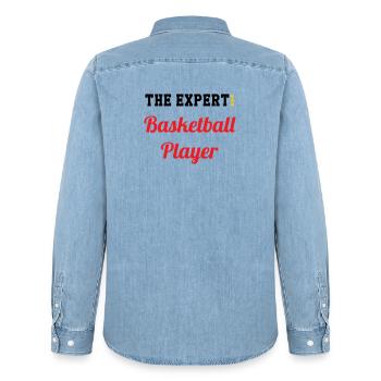 Der Basketball-Experte - Männer Jeanshemd Organic von Stanley/Stella - verwaschenes Hellblau - Hinten - AI Model Male 185 light (185cm)