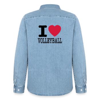 i love volleyball / i love volleyball shirt - Men’s Organic Denim Shirt by Stanley/Stella - light wash - Back - AI Model Male 185 light (185cm)