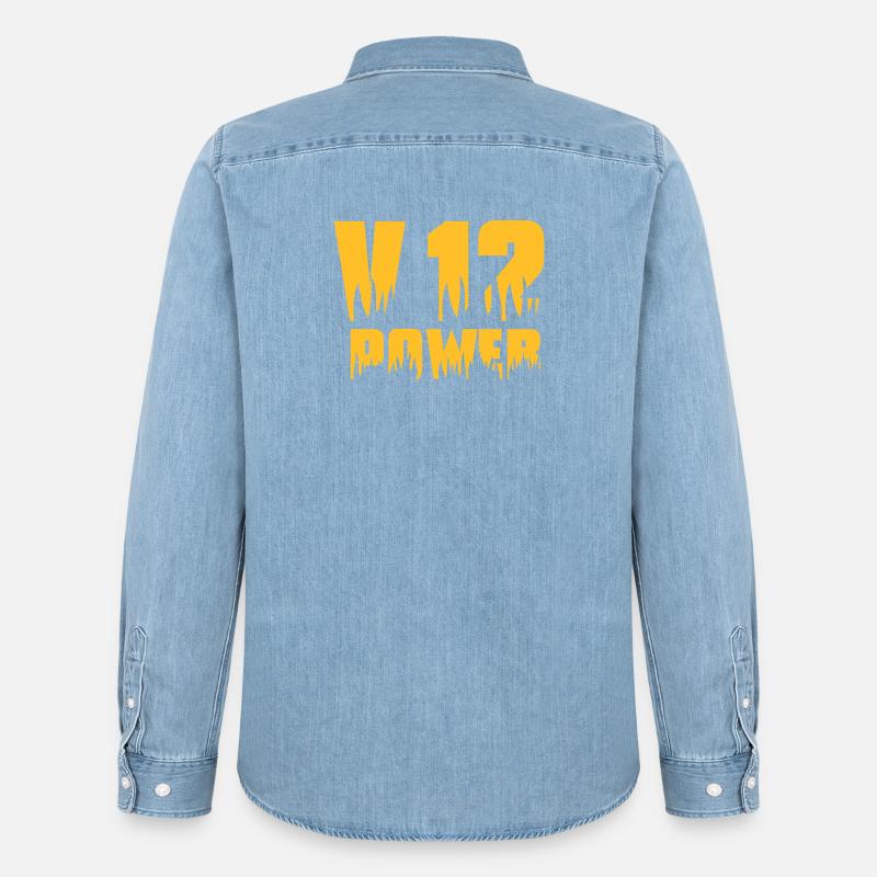 V12 POWER - Männer Jeanshemd Organic von Stanley/Stella - verwaschenes Hellblau