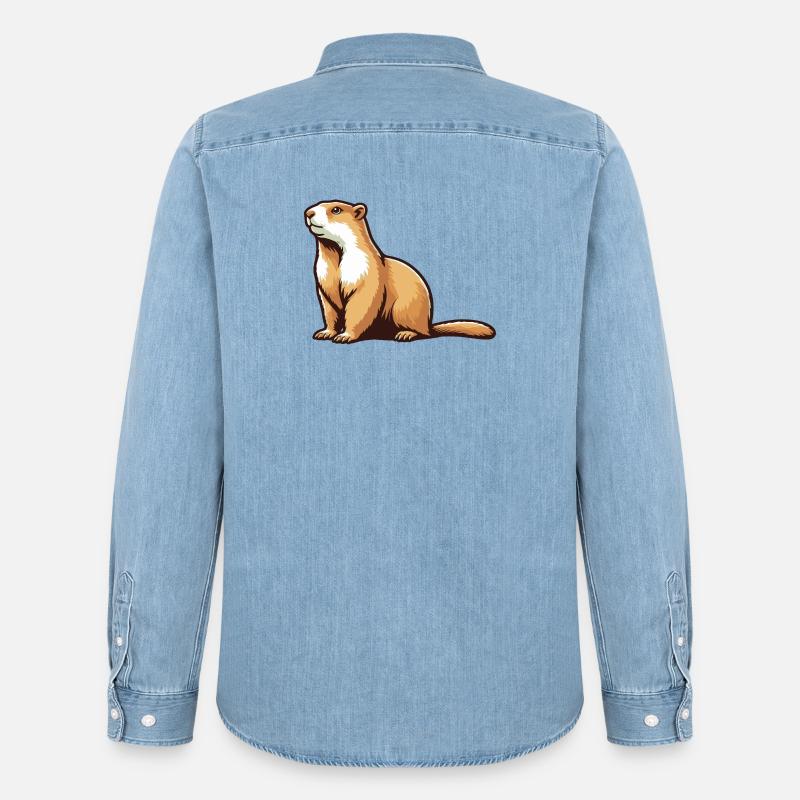 Murmeltier - Männer Jeanshemd Organic von Stanley/Stella - verwaschenes Hellblau