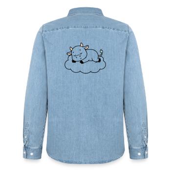 Schlafende Kuh Wolke Traum Baby - Männer Jeanshemd Organic von Stanley/Stella - verwaschenes Hellblau - Hinten - AI Model Male 185 light (185cm)