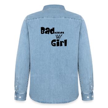 Badminton Girl - Männer Jeanshemd Organic von Stanley/Stella - verwaschenes Hellblau - Hinten - AI Model Male 185 light (185cm)