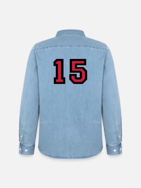 The number 15 - number fifteen - Men’s Organic Denim Shirt by Stanley/Stella - light wash