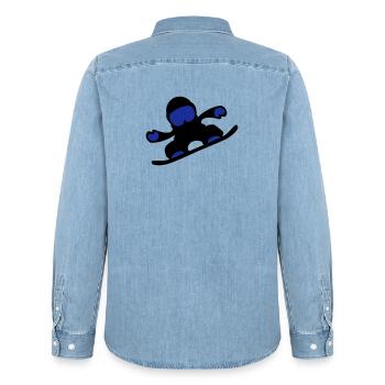 snowboardeuse - Chemise en denim homme bio Stanley/Stella - bleu clair délavé - Dos - AI Model Male 185 light (185cm)
