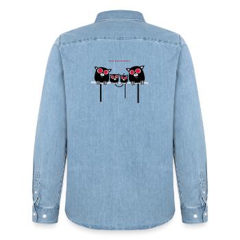 Red-Eye-Maki – der süßeste Blitzunfall der Welt - Männer Jeanshemd Organic von Stanley/Stella - verwaschenes Hellblau - Hinten - AI Model Male 185 light (185cm)