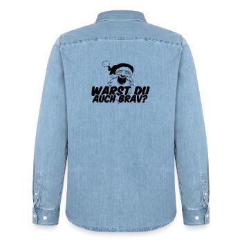 Weihnachten Christmas Xmas Spruch Geschenk - Männer Jeanshemd Organic von Stanley/Stella - verwaschenes Hellblau - Hinten - AI Model Male 185 light (185cm)