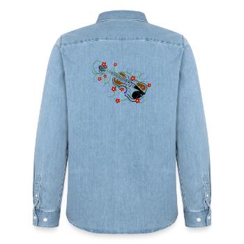 violine musik - Männer Jeanshemd Organic von Stanley/Stella - verwaschenes Hellblau - Hinten - AI Model Male 185 light (185cm)