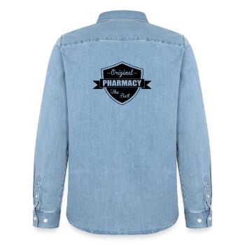 Pharmacy - Men’s Organic Denim Shirt by Stanley/Stella - light wash - Back - AI Model Male 185 light (185cm)