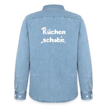 Küchenschabe - Männer Jeanshemd Organic von Stanley/Stella - verwaschenes Hellblau - Hinten - AI Model Male 185 light (185cm)