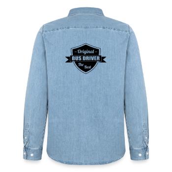 Bus / Busfahrer / Arbeit / Job - Männer Jeanshemd Organic von Stanley/Stella - verwaschenes Hellblau - Hinten - AI Model Male 185 light (185cm)