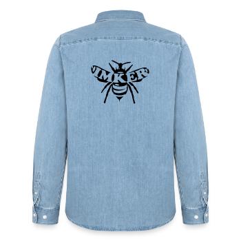 imker biene insekt - Männer Jeanshemd Organic von Stanley/Stella - verwaschenes Hellblau - Hinten - AI Model Male 185 light (185cm)