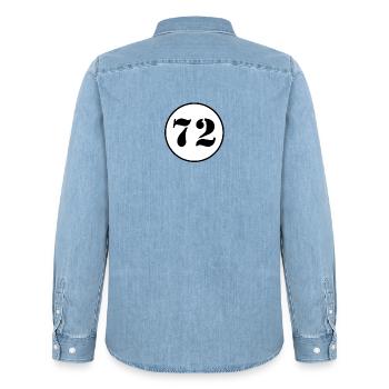 NUMÉRO 72 soixante-douze cadeau d'anniversaire - Chemise en denim homme bio Stanley/Stella - bleu clair délavé - Dos - AI Model Male 185 light (185cm)