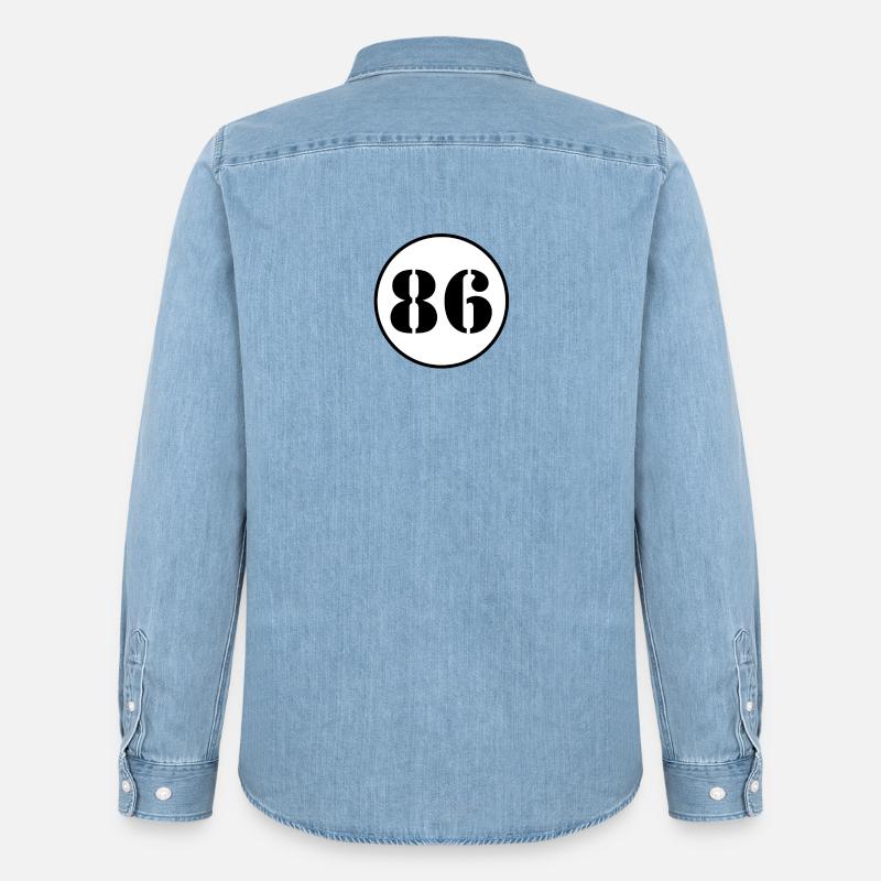 NUMERO 86 ottantasei regalo di compleanno - Camicia in denim uomo bio di Stanley/Stella - azzurro chiaro slavato