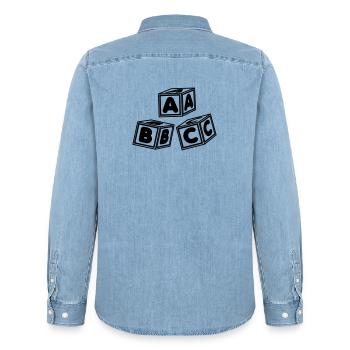 ABC-Blöcke - Männer Jeanshemd Organic von Stanley/Stella - verwaschenes Hellblau - Hinten - AI Model Male 185 light (185cm)