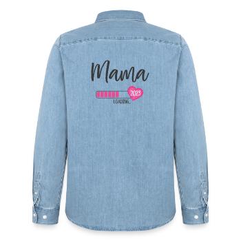 Maman Chargement 2023 Coeur Fille Rose Expectant Maman - Chemise en denim homme bio Stanley/Stella - bleu clair délavé - Dos - AI Model Male 185 light (185cm)
