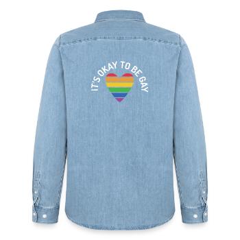 It's Okay To Be Gay - Men’s Organic Denim Shirt by Stanley/Stella - light wash - Back - AI Model Male 185 light (185cm)