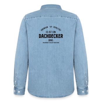Premium Dachdecker – Stolz & Qualität - Männer Jeanshemd Organic von Stanley/Stella - verwaschenes Hellblau - Hinten - AI Model Male 185 light (185cm)