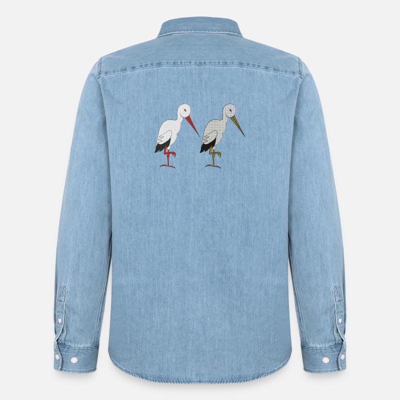 storchenpaar - Männer Jeanshemd Organic von Stanley/Stella - verwaschenes Hellblau