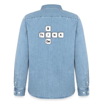 Think Big (White) - Men’s Organic Denim Shirt by Stanley/Stella - light wash - Back - AI Model Male 185 light (185cm)