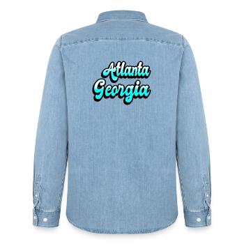 Atlanta, Géorgie Design - Chemise en denim homme bio Stanley/Stella - bleu clair délavé - Dos - AI Model Male 185 light (185cm)