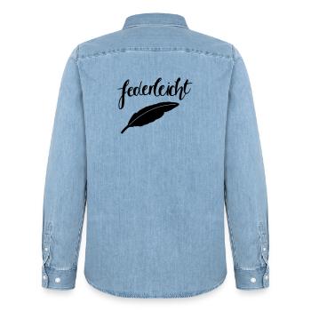 federleicht - Männer Jeanshemd Organic von Stanley/Stella - verwaschenes Hellblau - Hinten - AI Model Male 185 light (185cm)