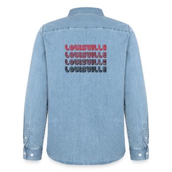 Typographie en dégradé de Louisville - Chemise en denim homme bio Stanley/Stella - bleu clair délavé - Dos - AI Model Male 185 light (185cm)