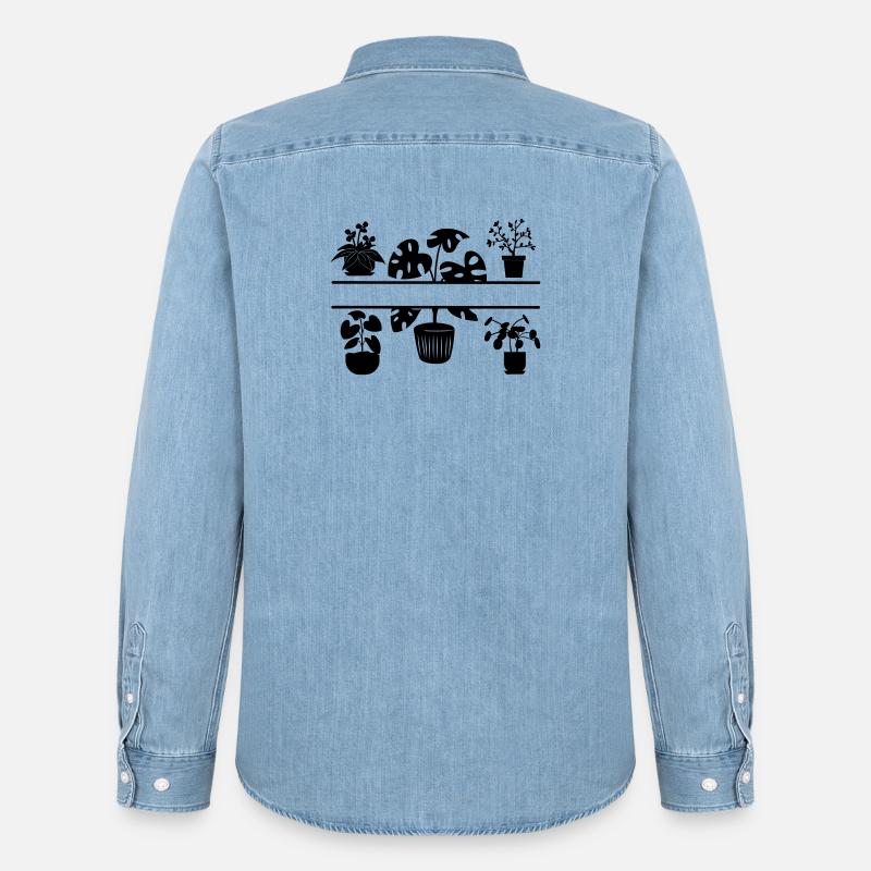 Zimmerpflanzen - Männer Jeanshemd Organic von Stanley/Stella - verwaschenes Hellblau