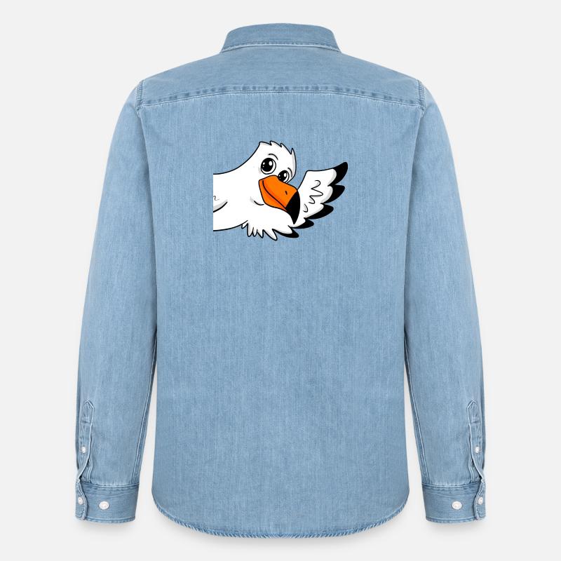 Möwe Gruß Begrüßung - Männer Jeanshemd Organic von Stanley/Stella - verwaschenes Hellblau