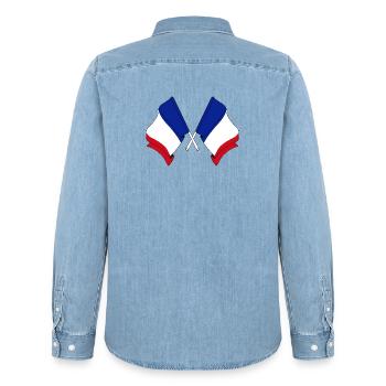 Deux drapeaux France - Chemise en denim homme bio Stanley/Stella - bleu clair délavé - Dos - AI Model Male 185 light (185cm)
