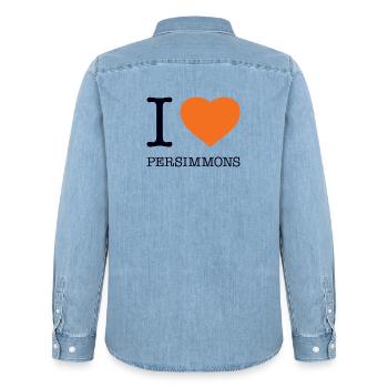I LOVE PERSIMMONS Kaki Frucht - Männer Jeanshemd Organic von Stanley/Stella - verwaschenes Hellblau - Hinten - AI Model Male 185 light (185cm)