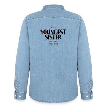 Jüngste Schwester - Männer Jeanshemd Organic von Stanley/Stella - verwaschenes Hellblau - Hinten - AI Model Male 185 light (185cm)