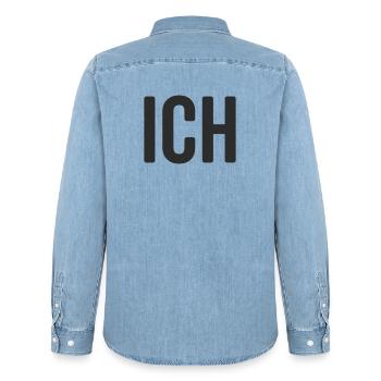 Ich Statement Design - Männer Jeanshemd Organic von Stanley/Stella - verwaschenes Hellblau - Hinten - AI Model Male 185 light (185cm)