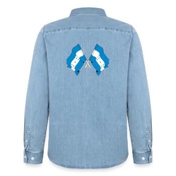 Two flags crossed of Honduras - Men’s Organic Denim Shirt by Stanley/Stella - light wash - Back - AI Model Male 185 light (185cm)