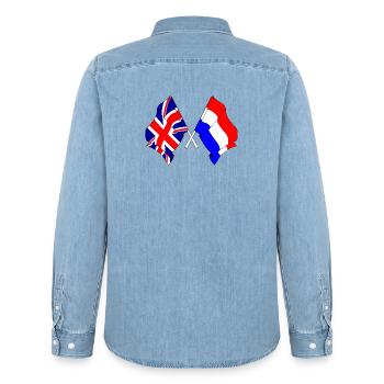 Flag of England and flag of the Netherlands - Men’s Organic Denim Shirt by Stanley/Stella - light wash - Back - AI Model Male 185 light (185cm)
