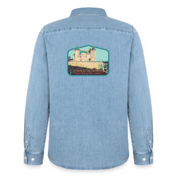 Château de Saumur, Vallée de la Loire - Chemise en denim homme bio Stanley/Stella - bleu clair délavé - Dos - AI Model Male 185 light (185cm)