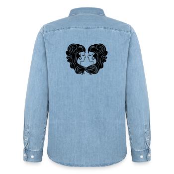 Sternzeichen-Bild Zwillinge - Männer Jeanshemd Organic von Stanley/Stella - verwaschenes Hellblau - Hinten - AI Model Male 185 light (185cm)