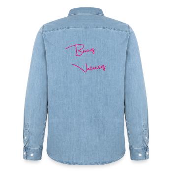 GELIEBTE. VIELEN DANK. DANKE HERRIN. GESCHENK - Männer Jeanshemd Organic von Stanley/Stella - verwaschenes Hellblau - Hinten - AI Model Male 185 light (185cm)